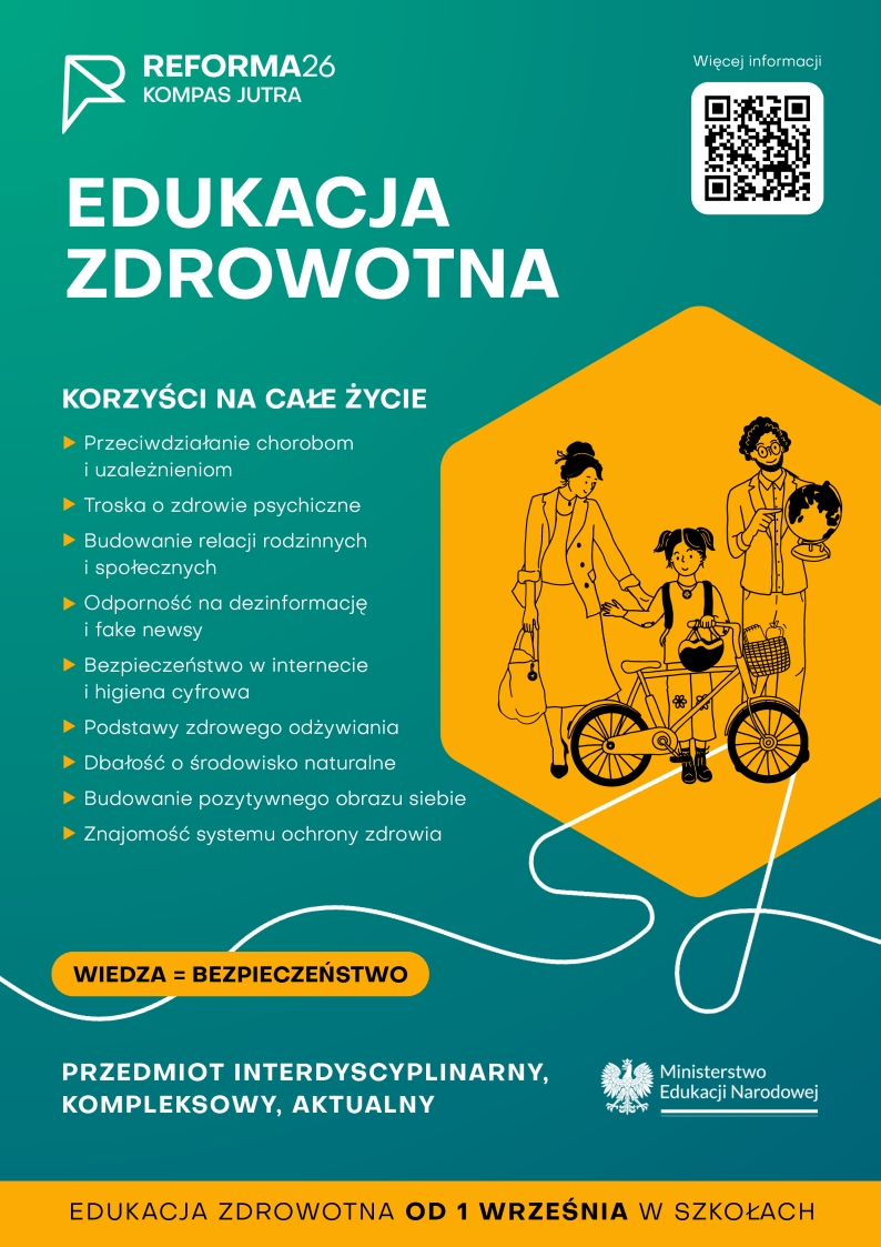 Edukacja zdrowotna, korzyści na całe życie. Plakat