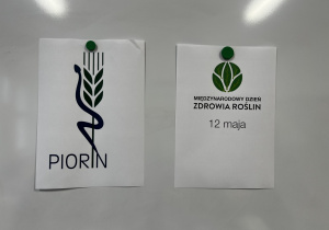 Symbol Międzynarodowego Dnia Zdrowia Roślin i symbol Państwowej Inspekcji Ochrony Roślin i Nasiennictwa.