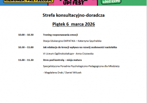 PLAKAT REKALAMOWY FUTURE UPS! FEST harmonogram konsultacyjny