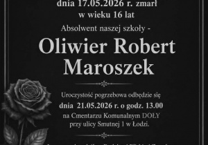 Informacja o pogrzebie absolwenta