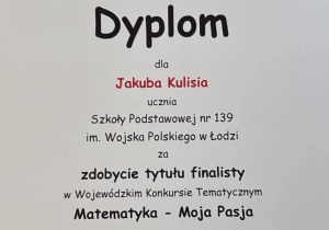 Dyplom finalisty
