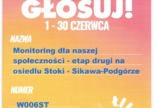 Plakat reklamowy budżet obywatelski dla STOKÓW